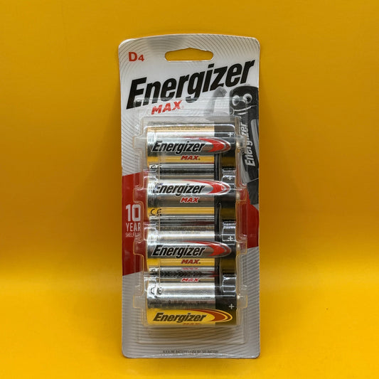 Energizer Max D Alkaline Batteries 4 Pack