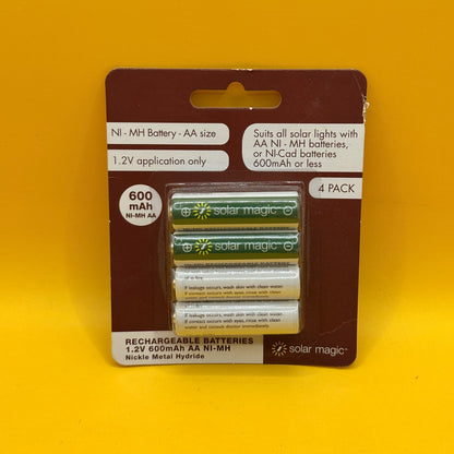 Solar Magic AA Rechargeable Batteries 600mAh 4 Pack