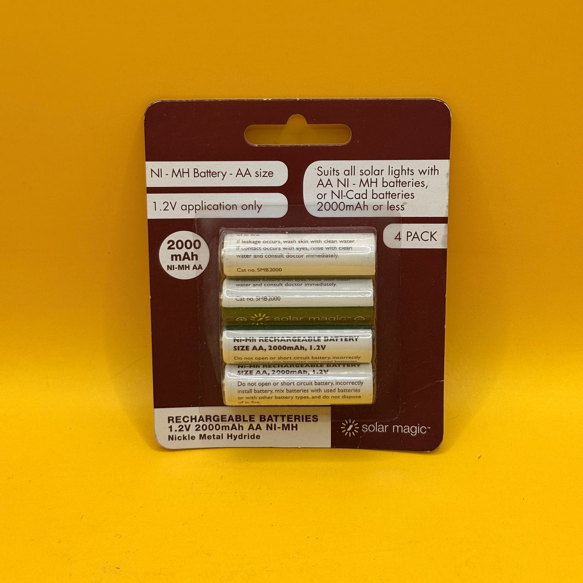 Solar Magic AA Rechargeable Batteries 2000mAh 4 Pack
