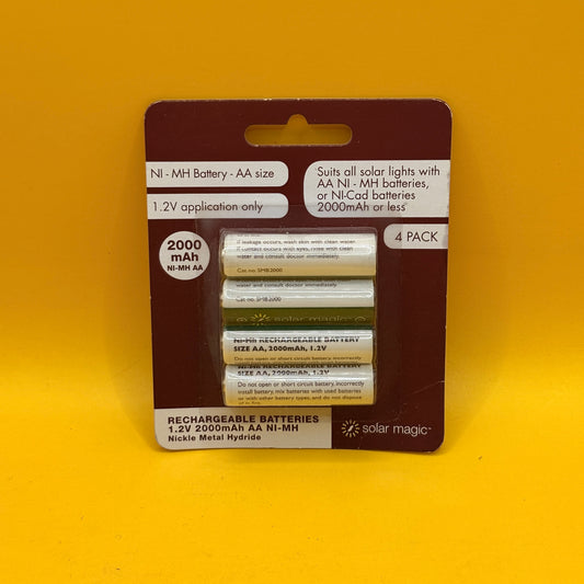 Solar Magic AA Rechargeable Batteries 2000mAh 4 Pack