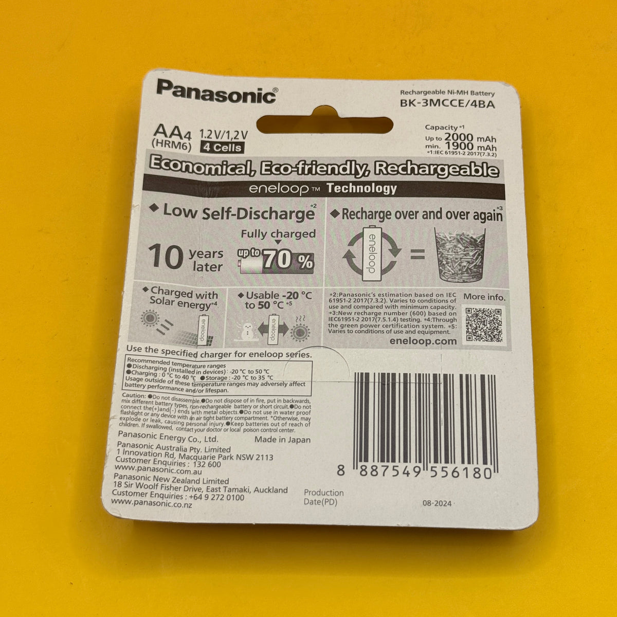 Panasonic Eneloop AA Rechargeable Batteries 4 Pack