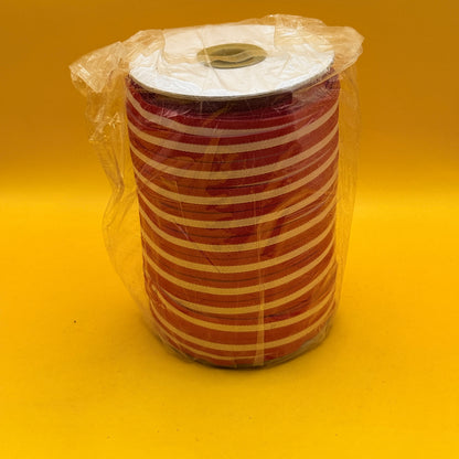 Red and White Striped Woven Trim Roll