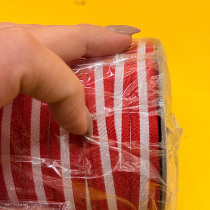 Red and White Striped Woven Trim Roll