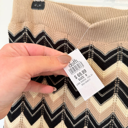 Dotti Chevron Knit Maxi Skirt Beige Black Size 8