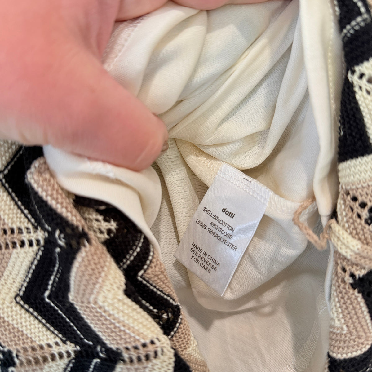 Dotti Chevron Knit Maxi Skirt Beige Black Size 8