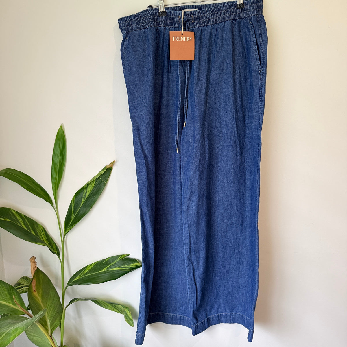 Trenery Pull-On Denim Pants Mid Blue Size 14