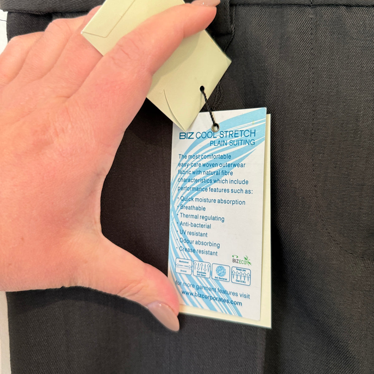 Biz Corporates Cool Stretch Black Suit Trousers with AT Transport Embroidered