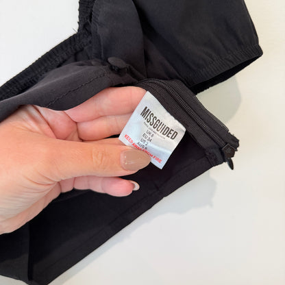 Missguided Button Front Crop Top Black UK 8