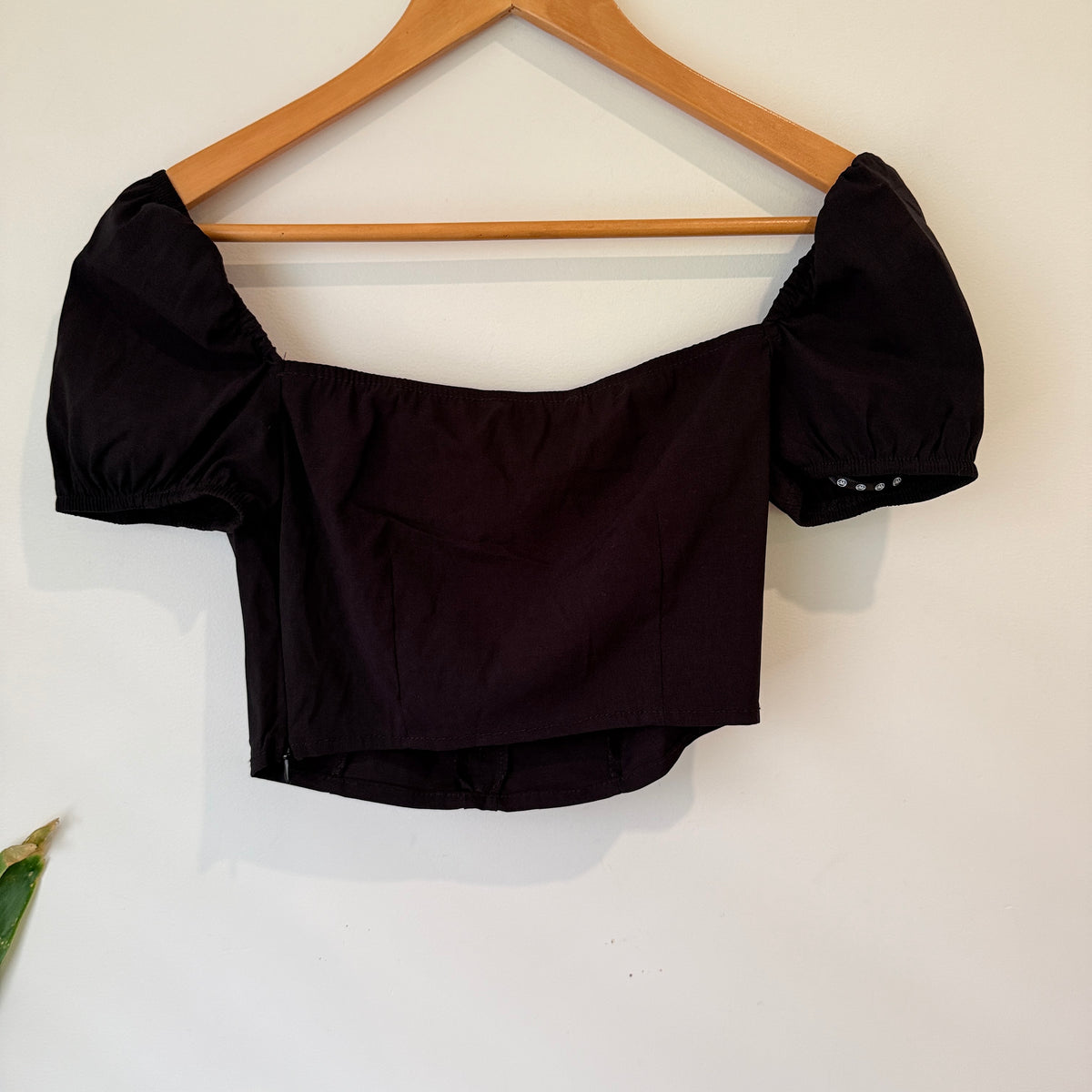 Missguided Button Front Crop Top Black UK 8