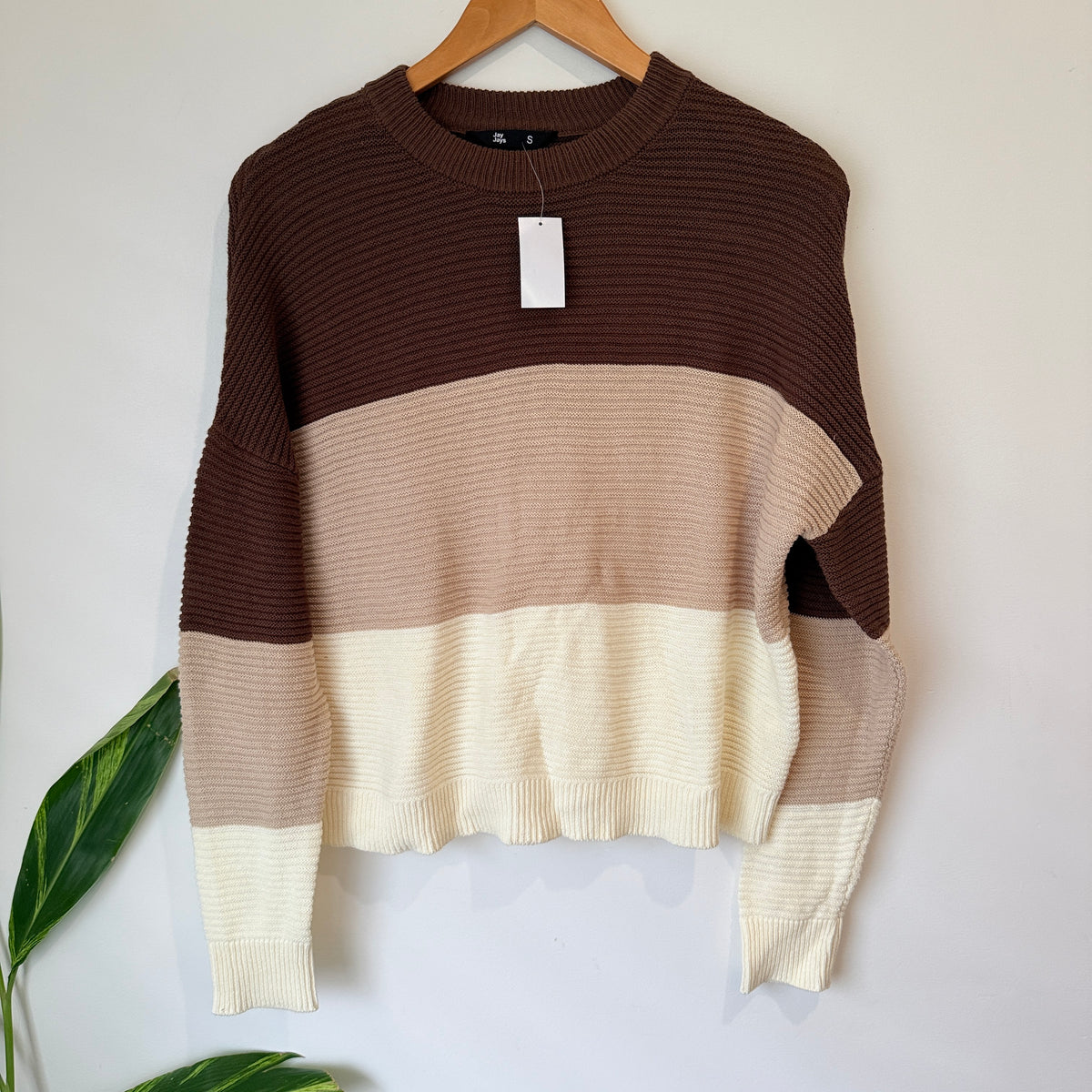 Jay Jays Colour Block Cotton Jumper Brown Size S