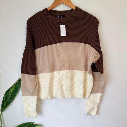 Jay Jays Colour Block Cotton Jumper Brown Size S