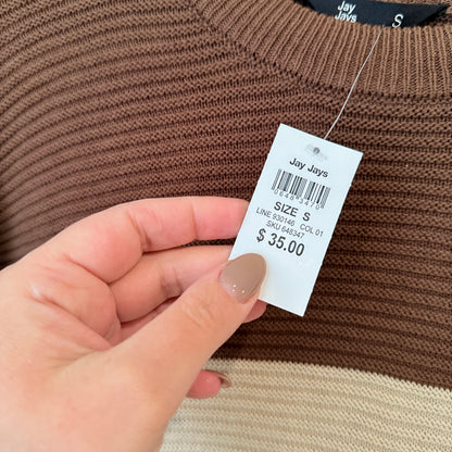 Jay Jays Colour Block Cotton Jumper Brown Size S