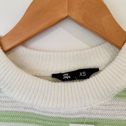 Jay Jays Striped Cotton Jumper White Green Size XS
