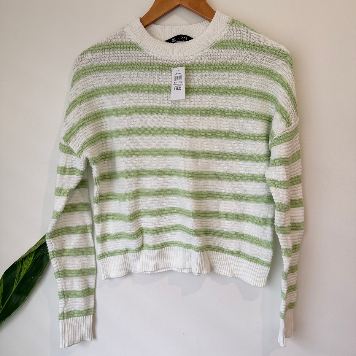 Jay Jays Striped Cotton Jumper White Green Size XXS