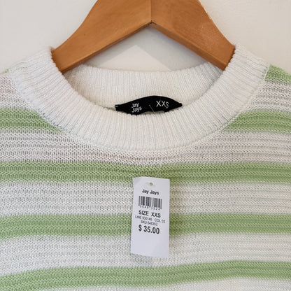 Jay Jays Striped Cotton Jumper White Green Size XXS