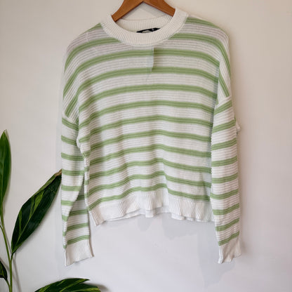 Jay Jays Striped Cotton Jumper White Green Size M