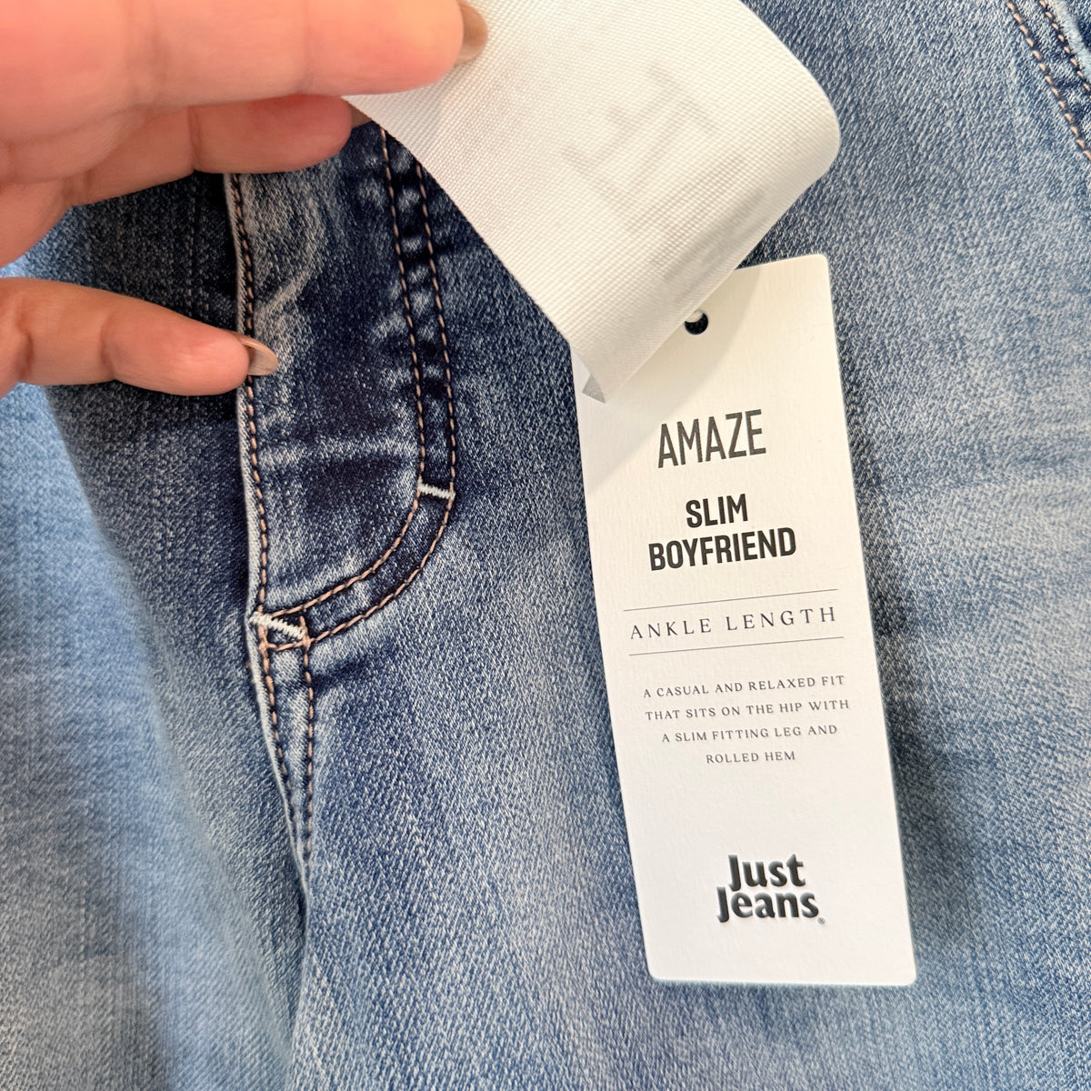 Just Jeans Amaze Slim Boyfriend Jeans Mid Blue Size 12