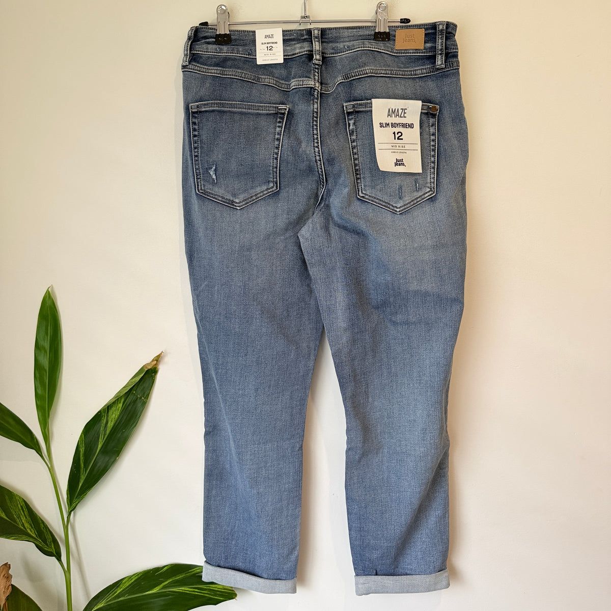 Just Jeans Amaze Slim Boyfriend Jeans Mid Blue Size 12