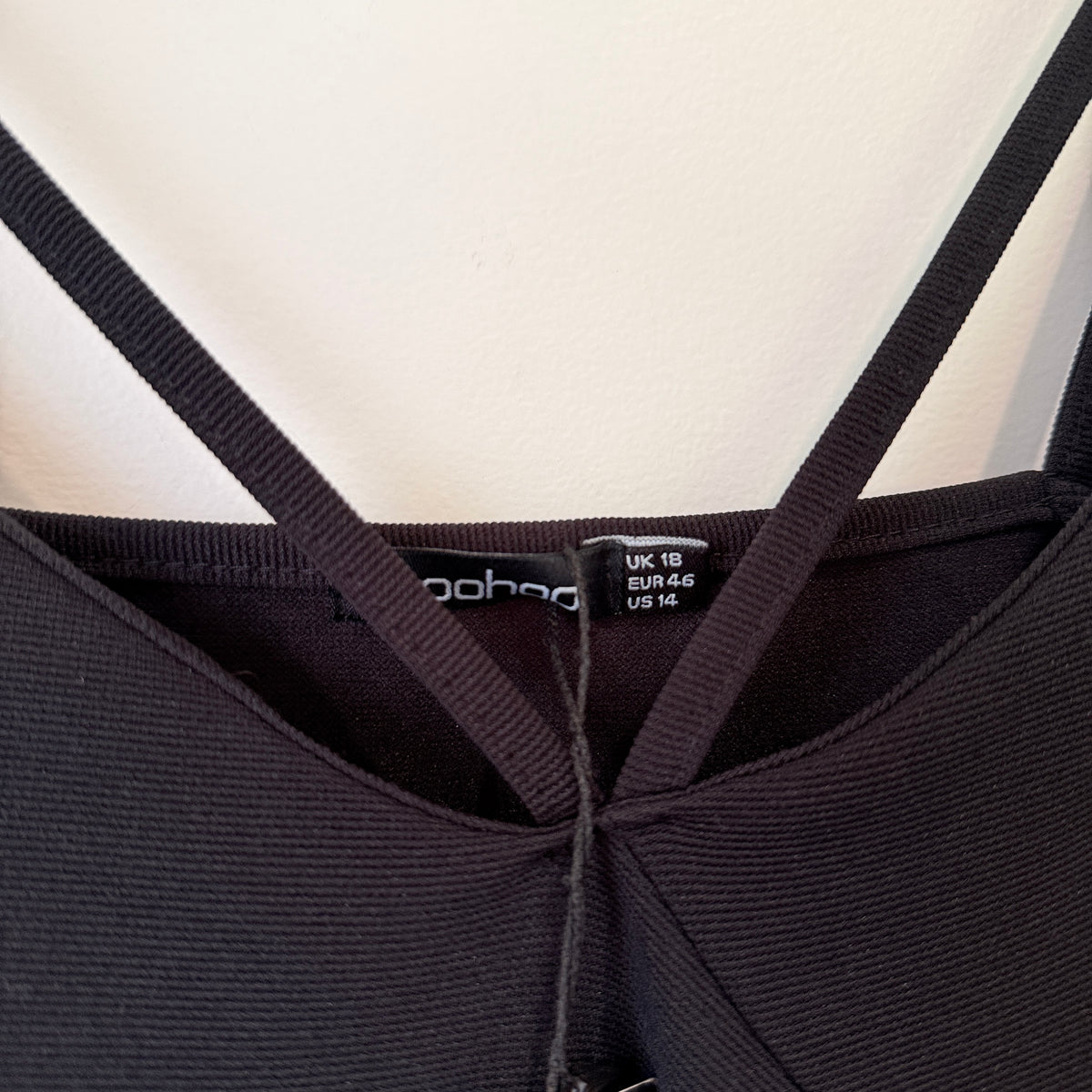 Boohoo Strappy Fitted Jumpsuit Black UK 18