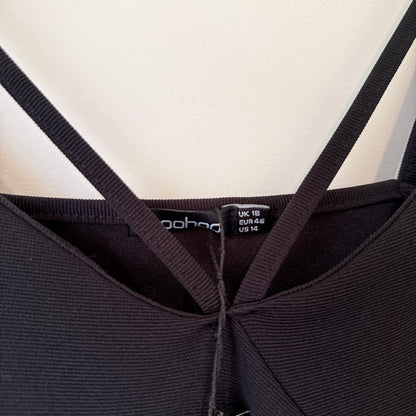 Boohoo Strappy Fitted Jumpsuit Black UK 18