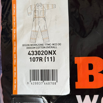 Bison Workzone Hi-Vis Cotton Overall Orange Navy Size 107R