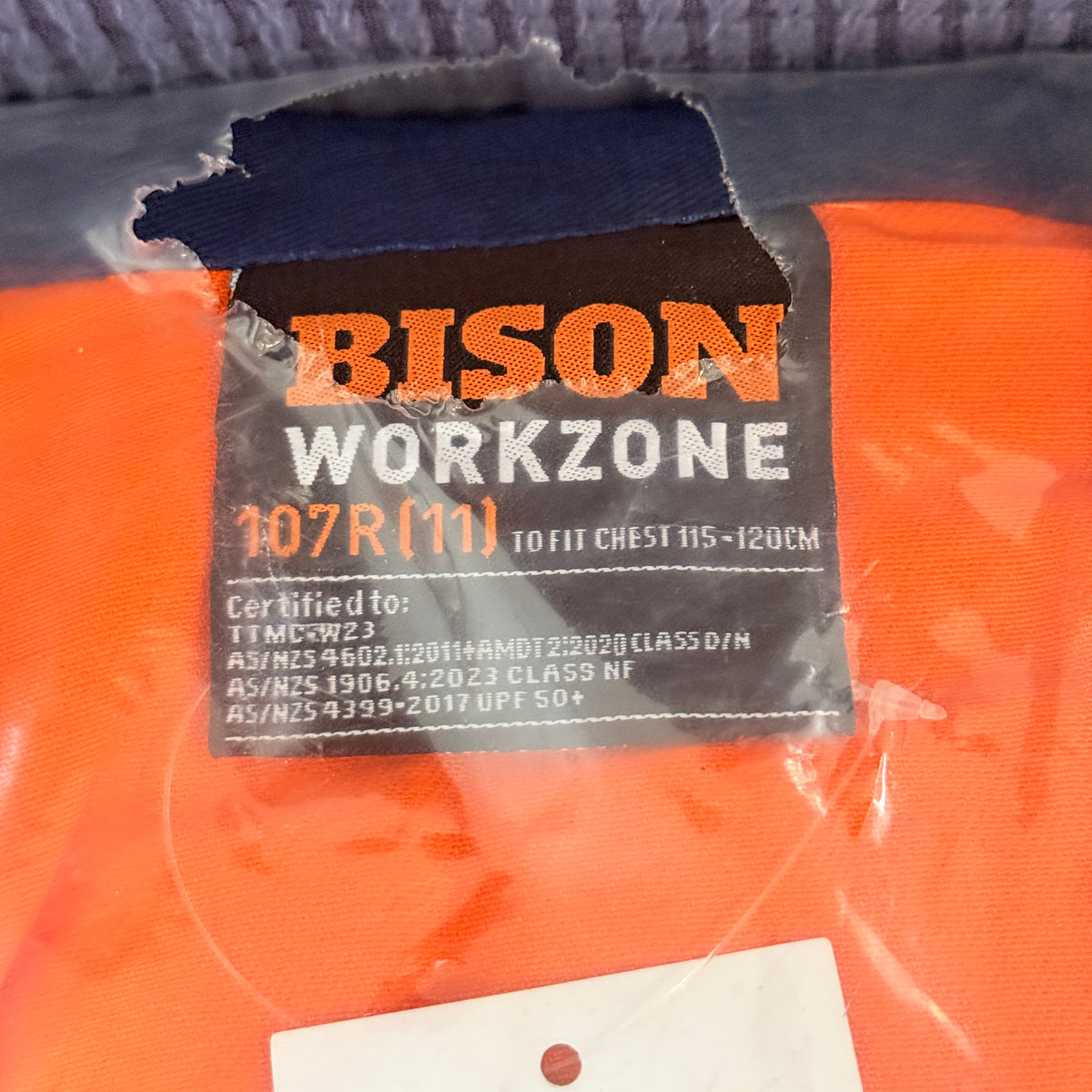 Bison Workzone Hi-Vis Cotton Overall Orange Navy Size 107R