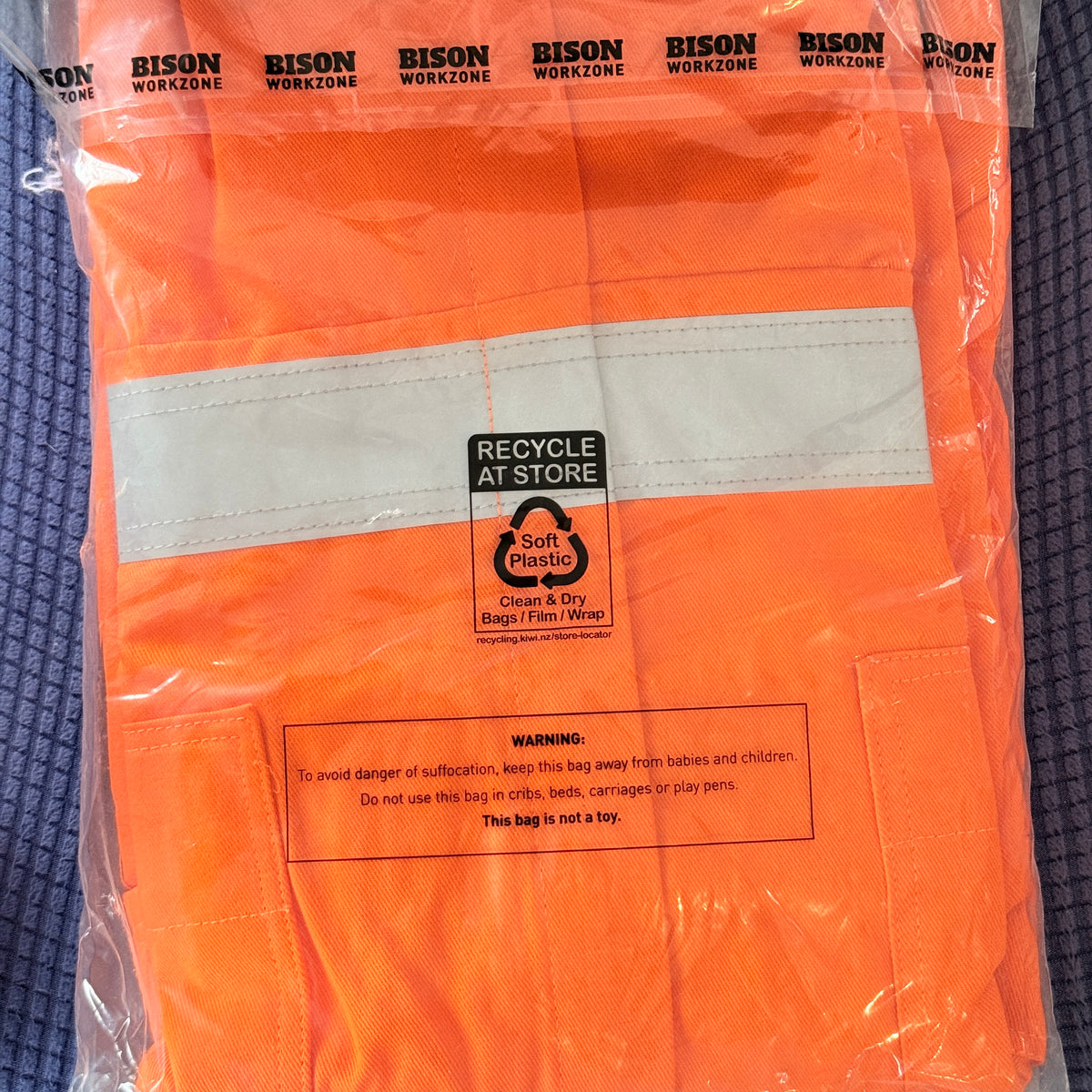 Bison Workzone Hi-Vis Cotton Overall Orange Navy Size 107R