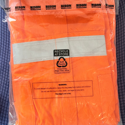 Bison Workzone Hi-Vis Cotton Overall Orange Navy Size 107R