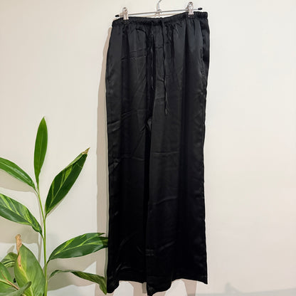 H&H Satin-Look Wide Leg Pants Black Size 12