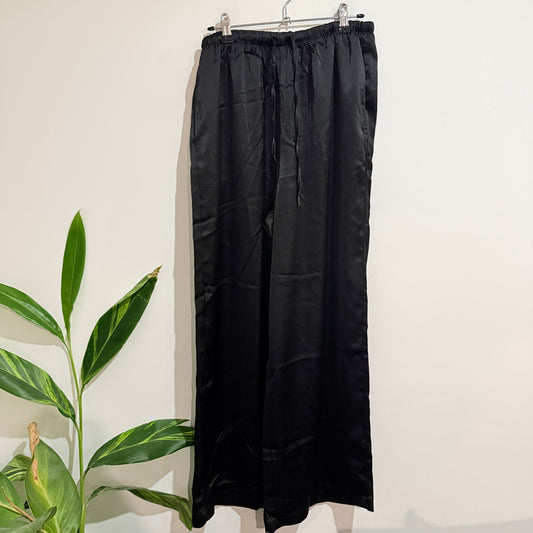 H&H Satin-Look Wide Leg Pants Black Size 12