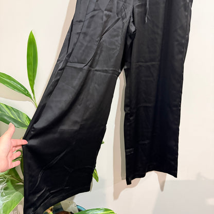 H&H Satin-Look Wide Leg Pants Black Size 12