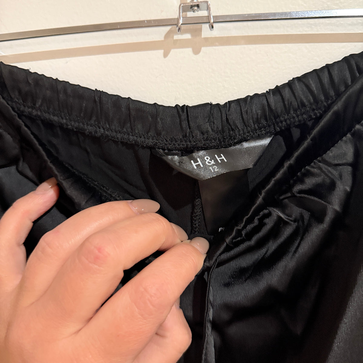 H&H Satin-Look Wide Leg Pants Black Size 12
