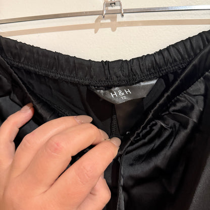 H&H Satin-Look Wide Leg Pants Black Size 12