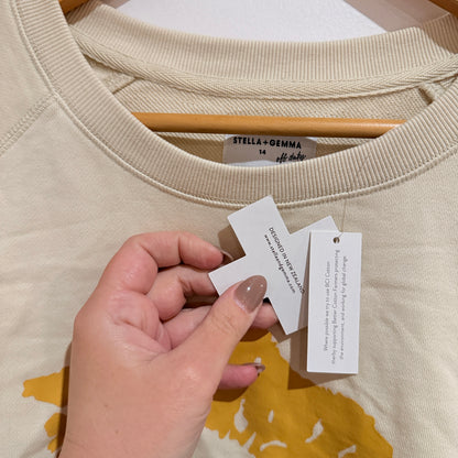 Stella + Gemma Lips Cotton Sweatshirt Cream Size 14