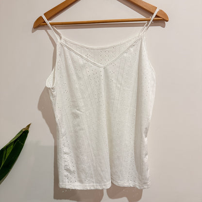 Eyelet Cami Top White Size XL