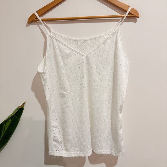 Eyelet Cami Top White Size XL