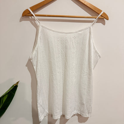 Eyelet Cami Top White Size XL