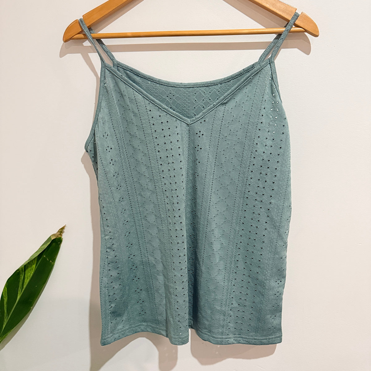 Eyelet Cami Top Sage Green Size XL