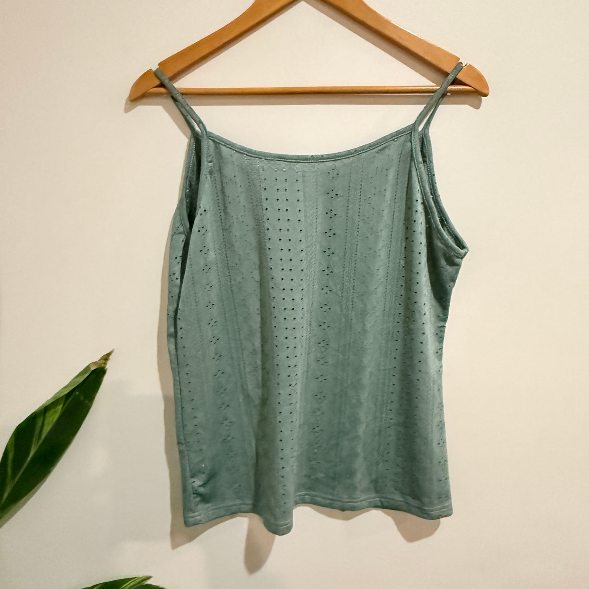 Eyelet Cami Top Sage Green Size XL