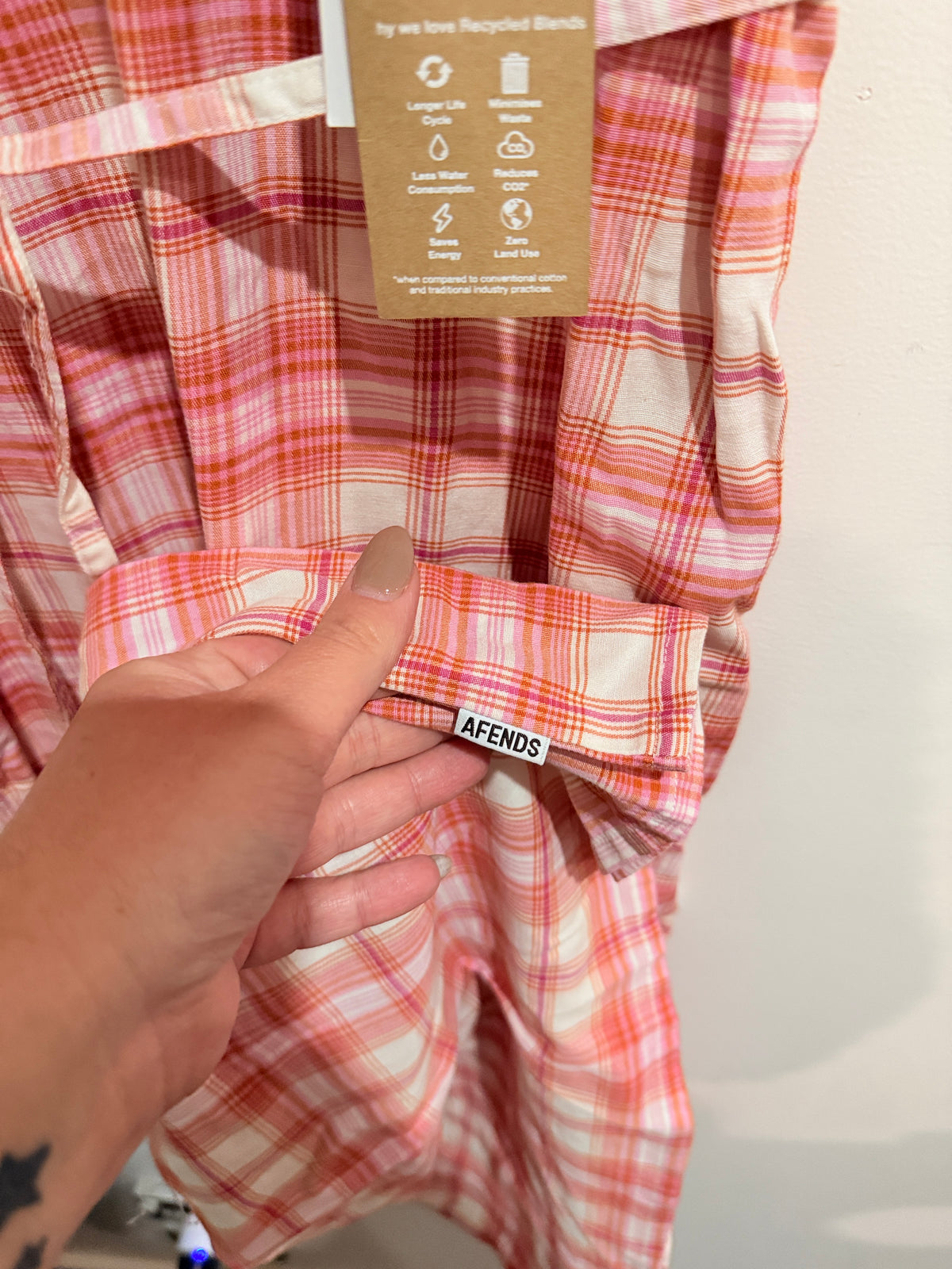 Afends Kayla Recycled Check Maxi Dress Pink Size M