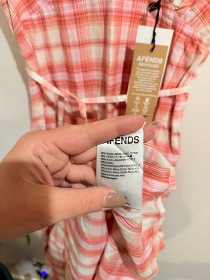 Afends Kayla Recycled Check Maxi Dress Pink Size M