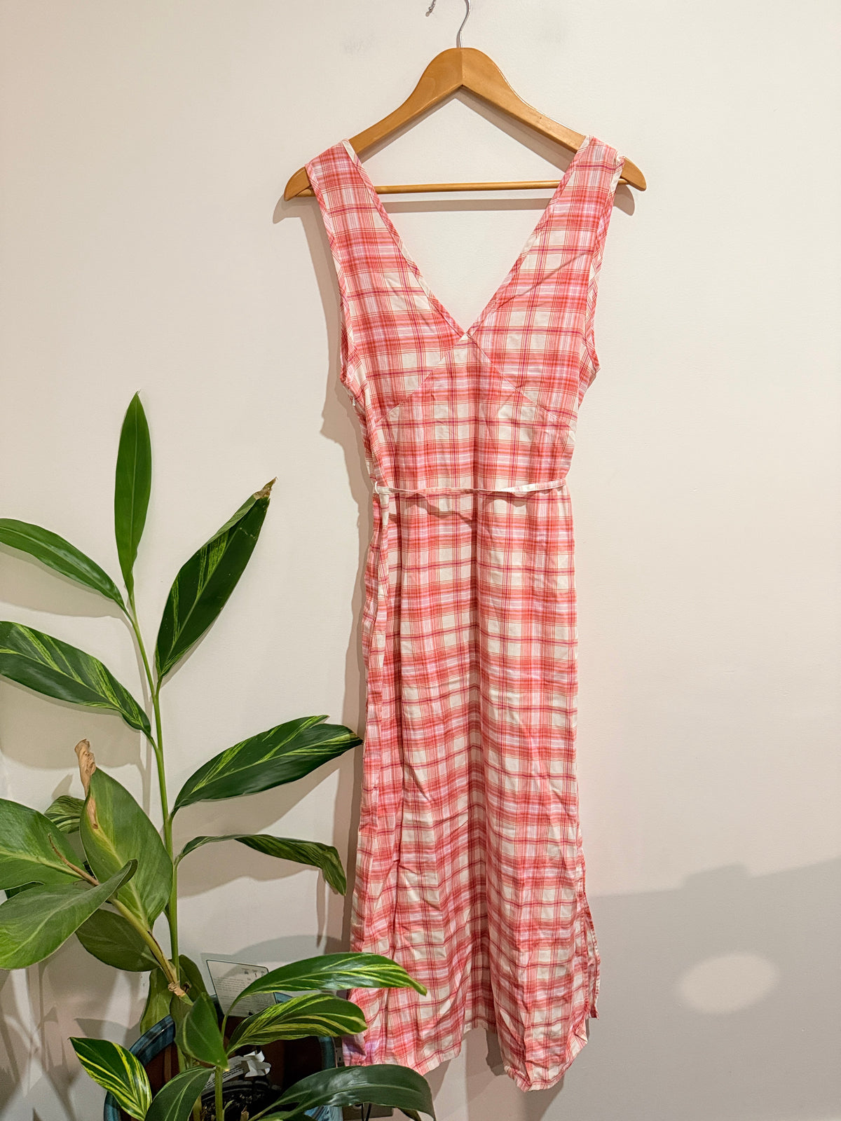 Afends Kayla Recycled Check Maxi Dress Pink Size M
