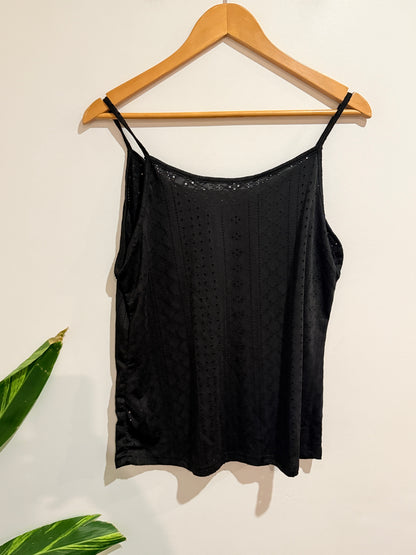 Eyelet Cami Top Black Size XL