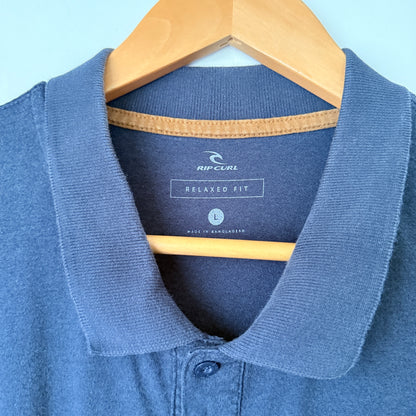 Rip Curl Navy Tan Colour Block Polo Size L