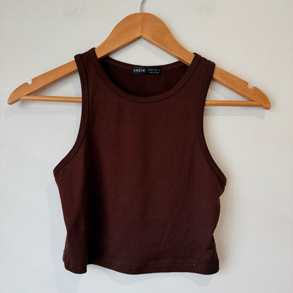 SHEIN Brown Ribbed Crop Tank Size XS