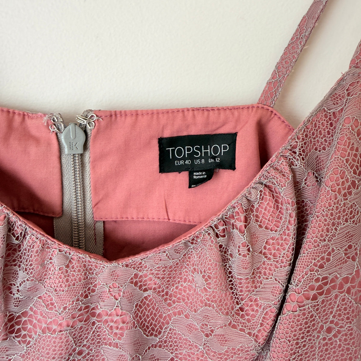 Topshop Pink Lace Overlay Dress Size 12