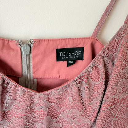 Topshop Pink Lace Overlay Dress Size 12