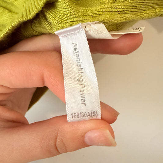 Astonishing Power Lime Green Cable Knit Polo Top Size S (XS Fit)