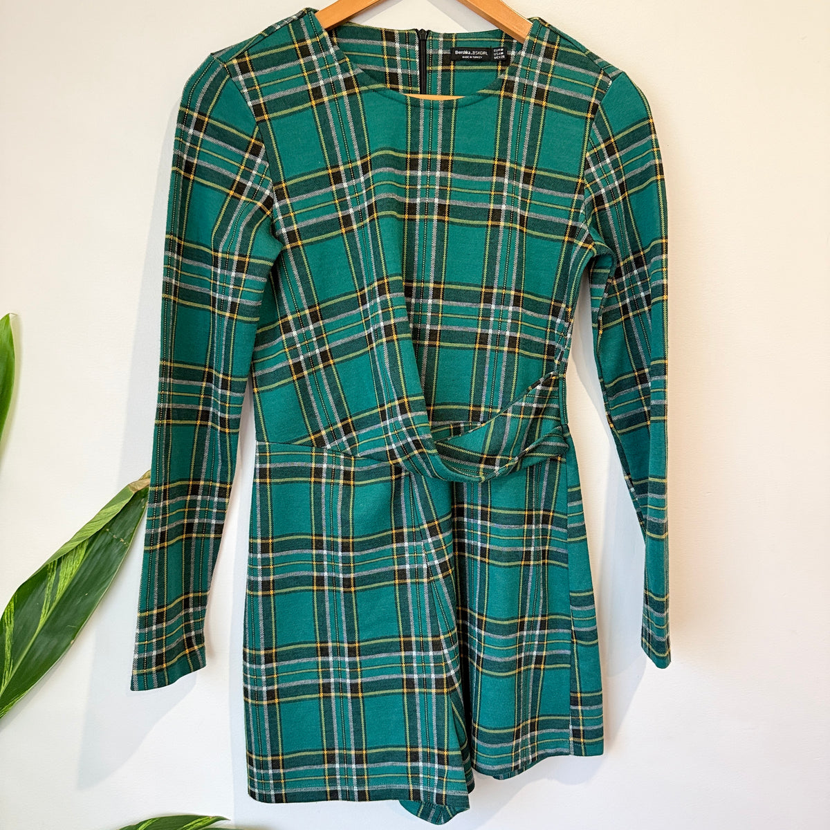 Bershka Green Tartan Check Playsuit Size M