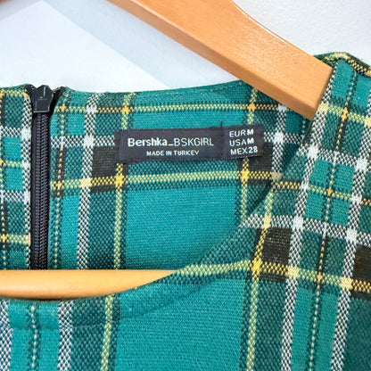 Bershka Green Tartan Check Playsuit Size M